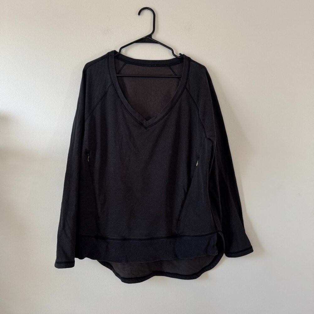 Black V-Neck Women's Top